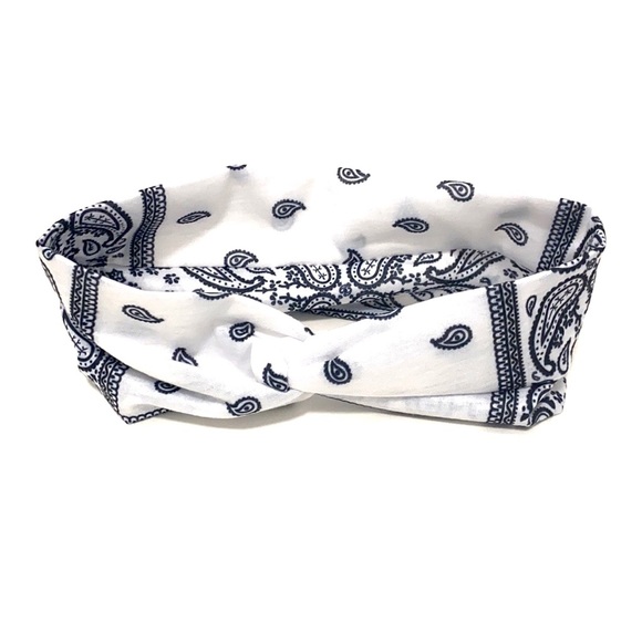 Accessories - Bandana Stretch Headband Wrap Front Twist White